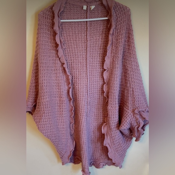 Anthropologie Moth Dusty Rose Knit open sweater Oversized Med. NWOT - Picture 3 of 8